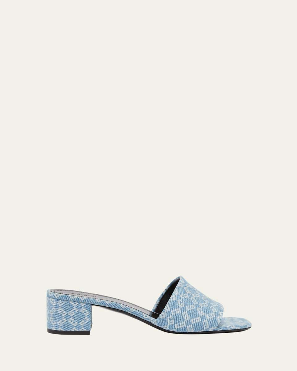 4G Denim Block-Heel Mule Sandals